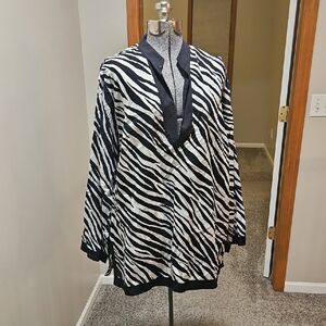 Jones New York Zebra Cotton Blouse